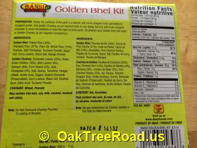 Bansi Golden Bhel Nutrition image © OaktreeRoad.us